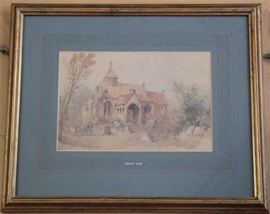 David Cox (1809-1885) Deer Park and Study of a church, 9 x 12in. and 6 x 9in.